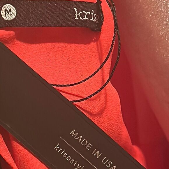 Krisa Women's Size M Layered Drape Mini Dress Coral Red Cocktail Party Flowy New - Picture 10 of 11